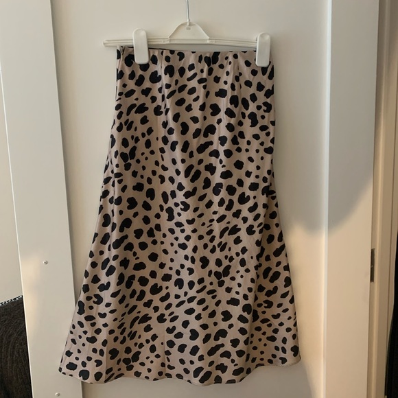 Aqua leopard print midi slip skirt - Picture 3 of 5